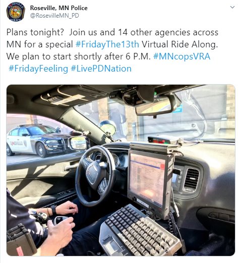 Roseville PD Virtual Ride Along (Twitter)