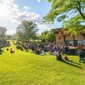 Residents enjoy a concert at the Frank Rog Amphitheatre. 