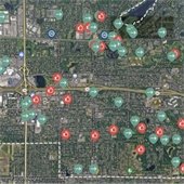 Map showing input from the Envision Roseville Community Visioning website.