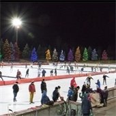 A large group of ice skaters at the Guidant John Rose MN OVAL.