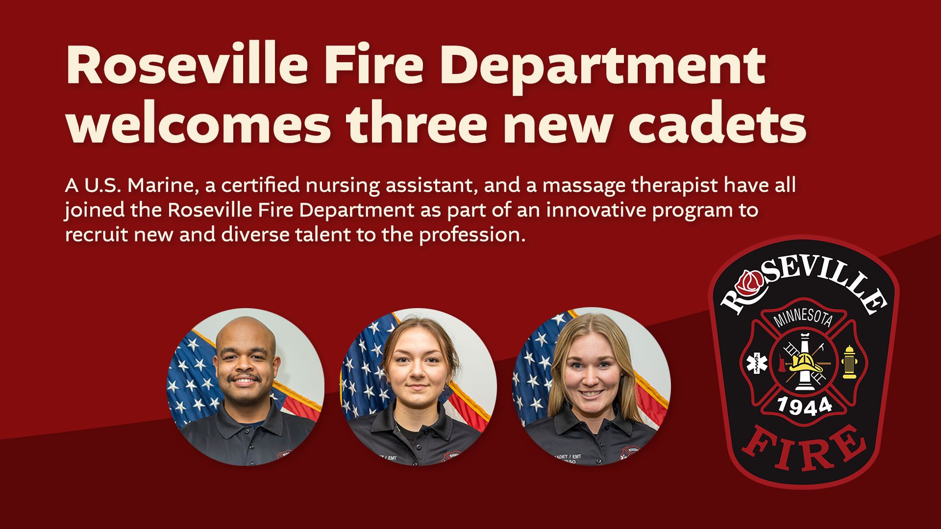 Roseville Fire Department welcomes three new cadets 