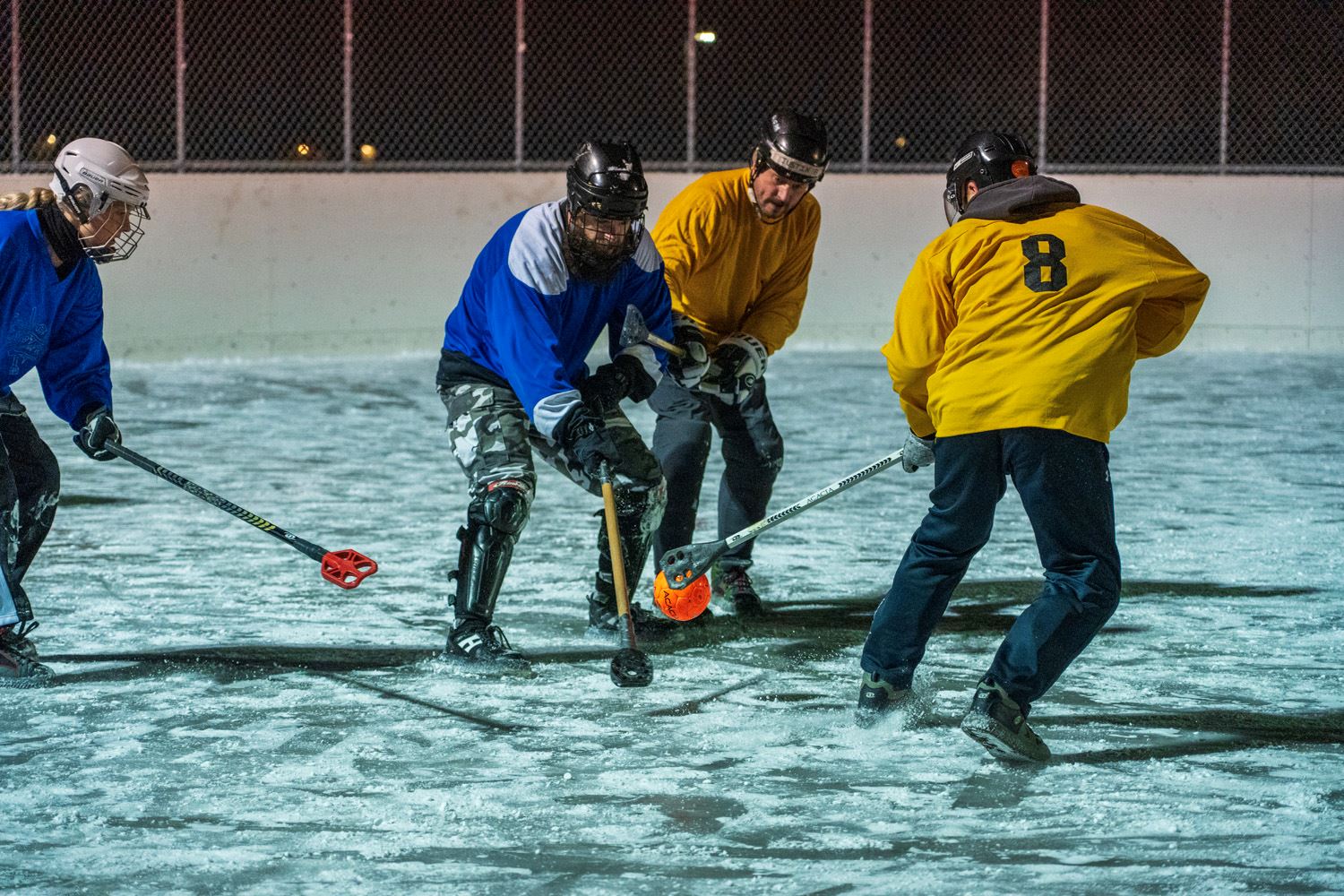 Broomball action