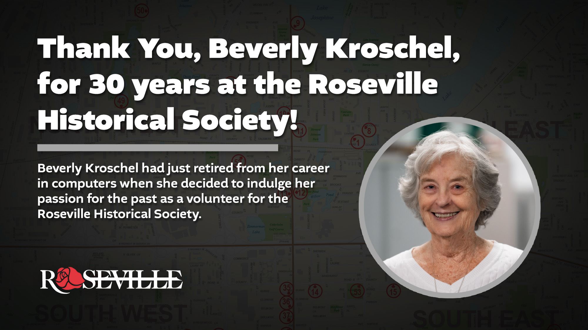 Thank You, Beverly Kroschel, for 30 years at the Roseville Historical Society!