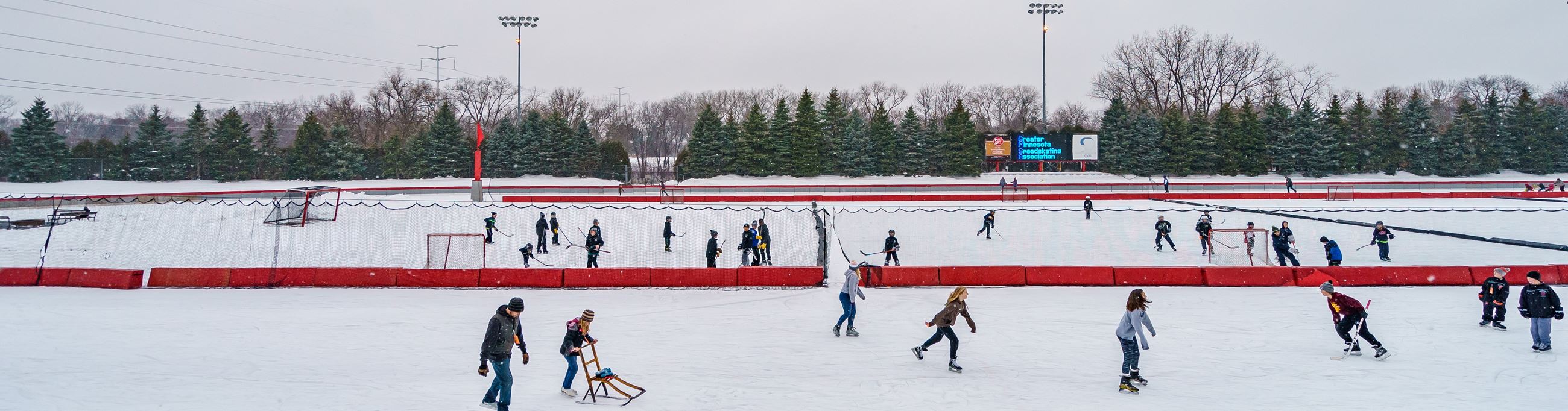 Groups of skaters at the John Rose MN OVAL.