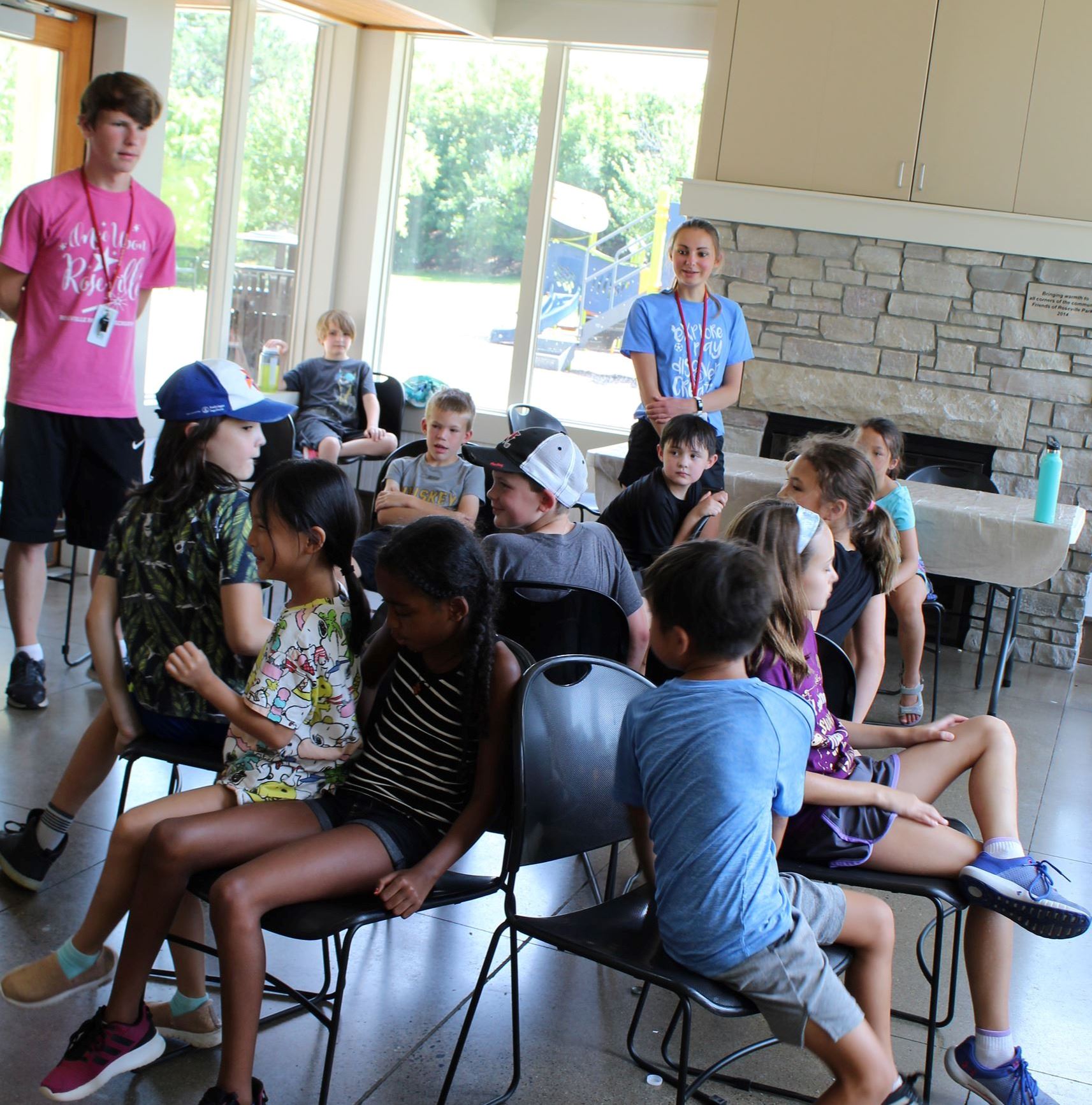 Children playing musical chairs