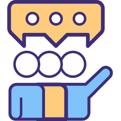 An icon shows community-members talking.