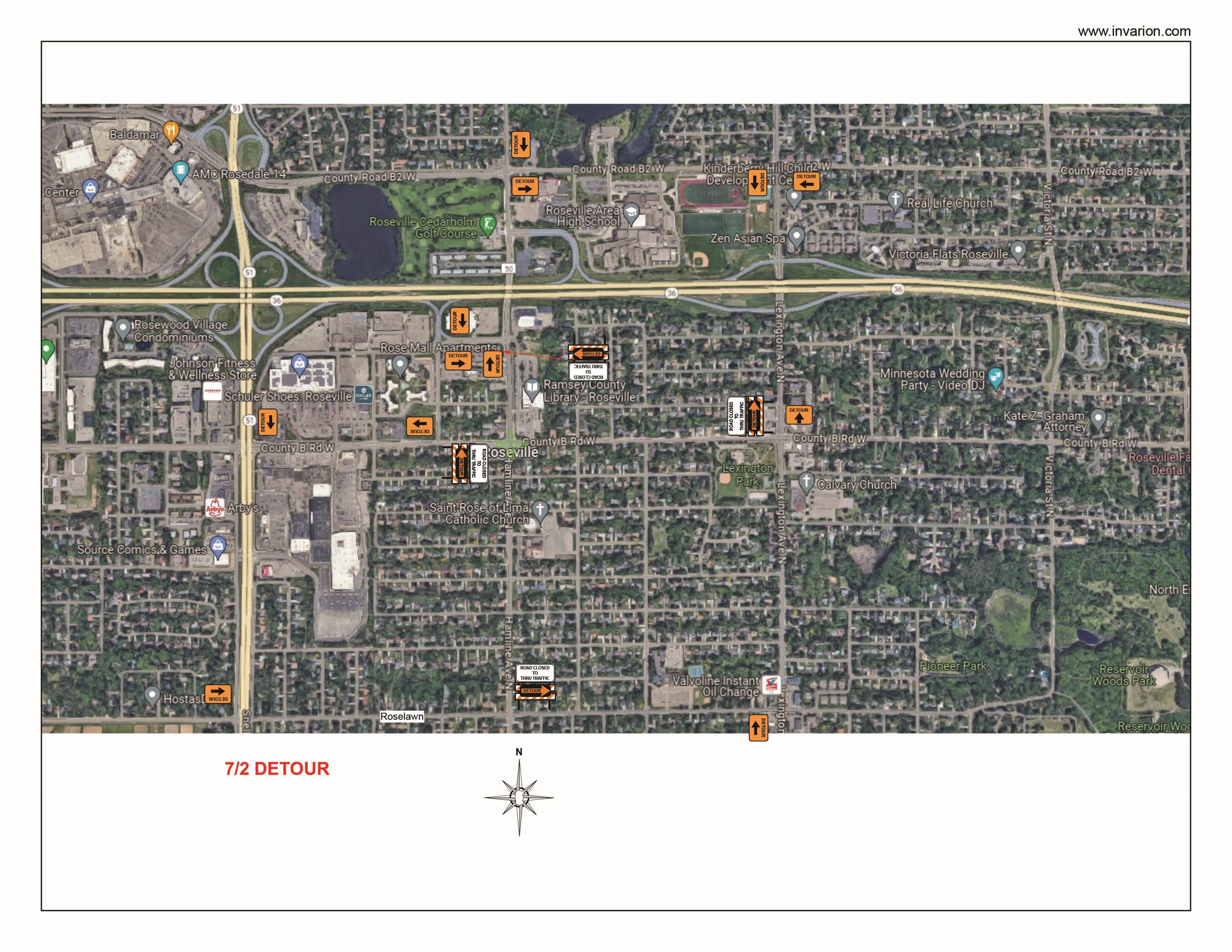 July 2 County Road B/ Hamline Detour