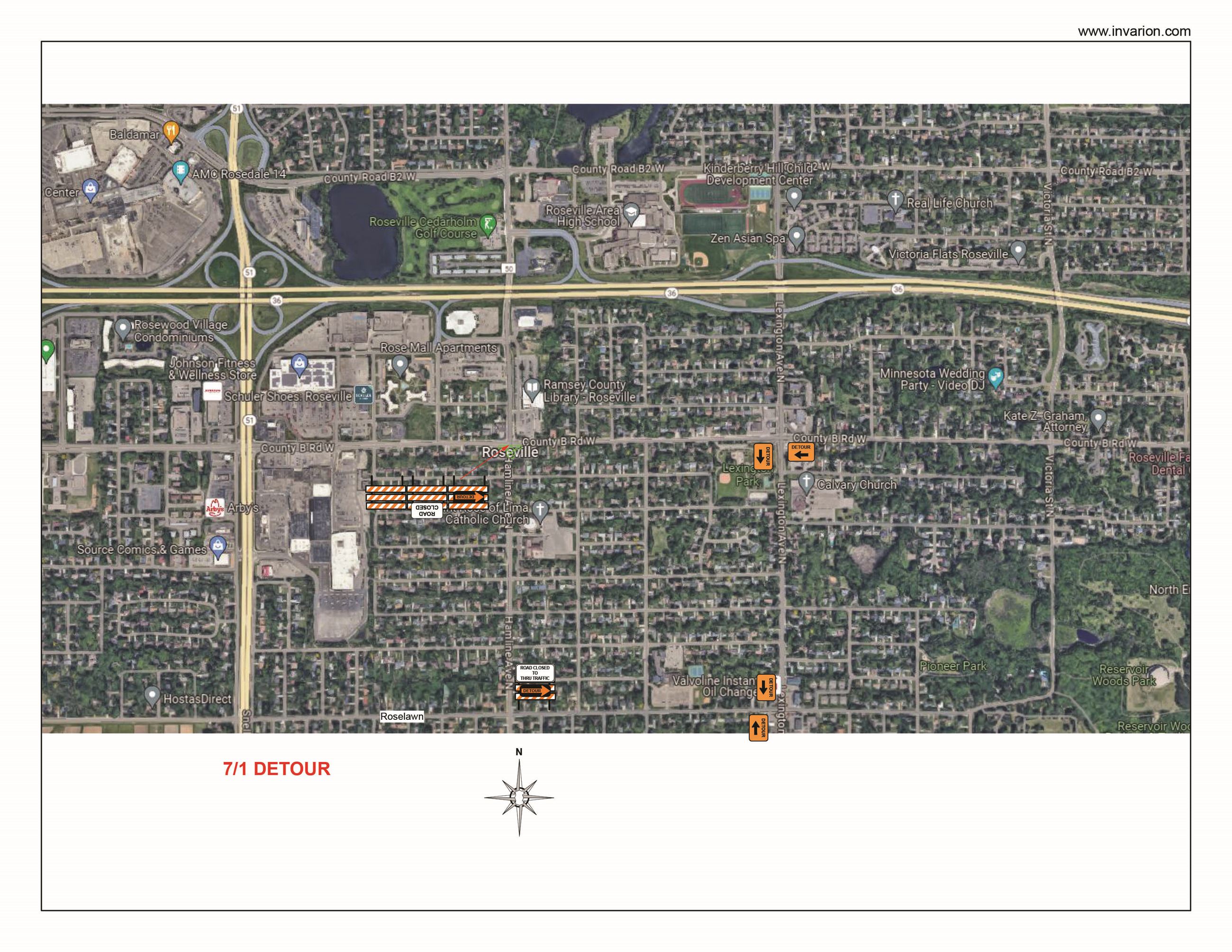 July 1 County Road B/ Hamline Detour