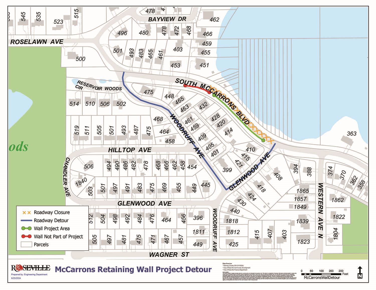 McCarrons Retaining Wall Detour - July 8 - September