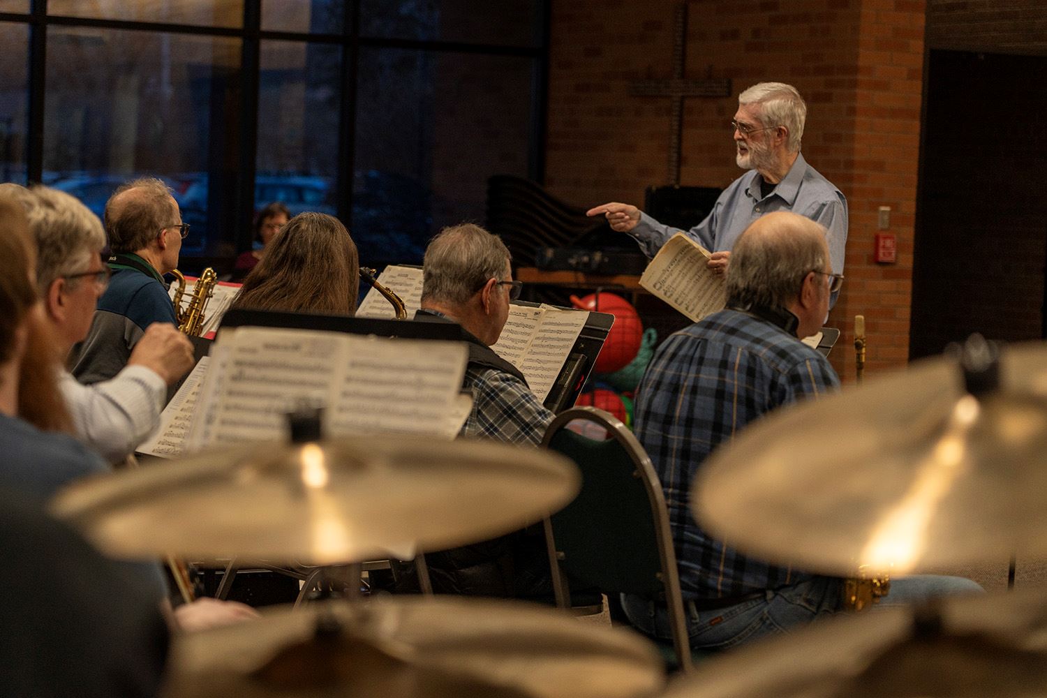 Roseville Big Band rehearses with Director Glen Newton.
