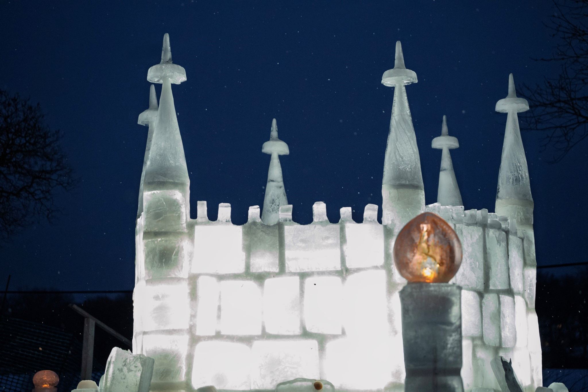 Roseville's McCarrons Ice Palace at night.