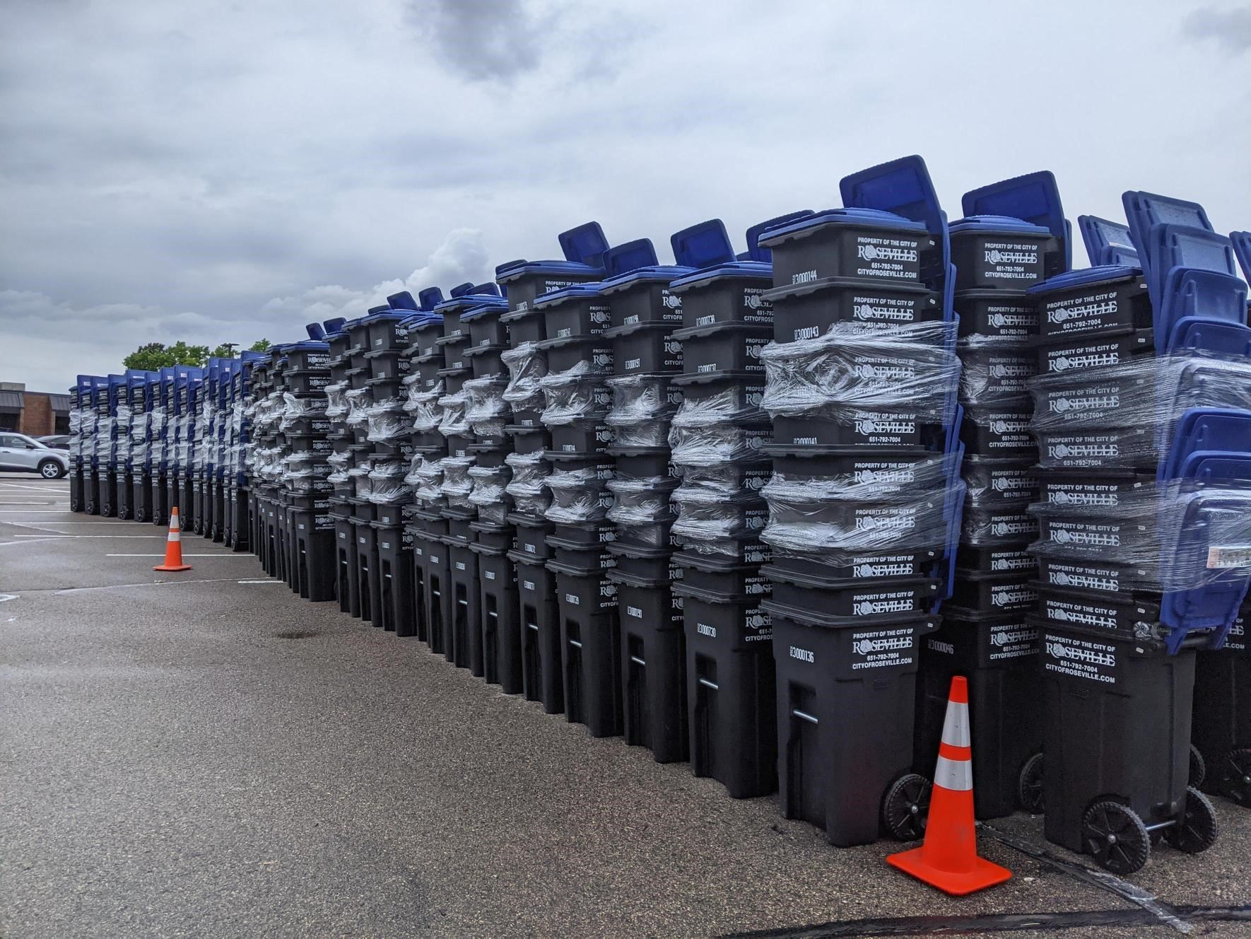 New Roseville recycling carts ready for delivery.