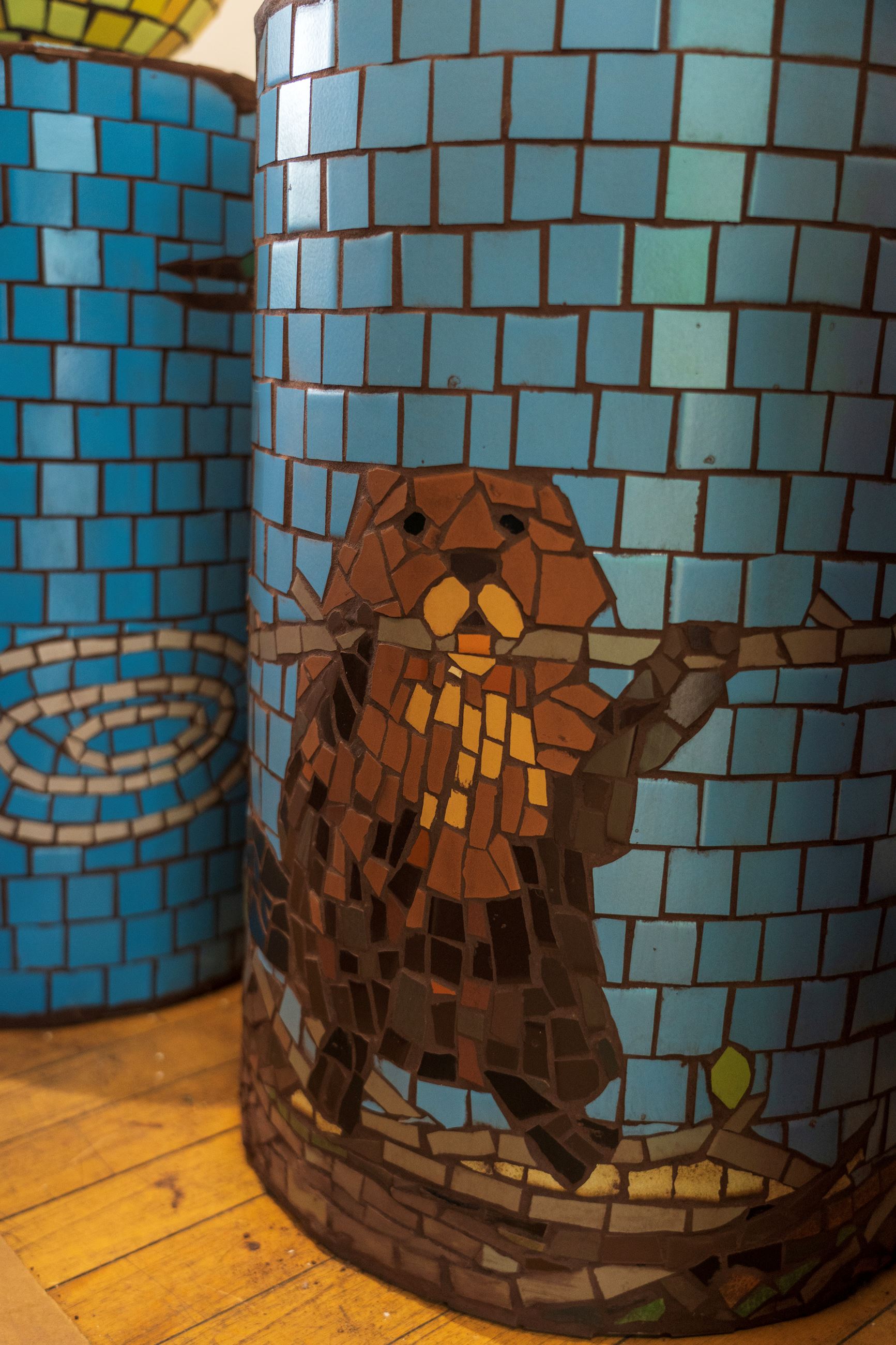 Beaver in mosaic tiles